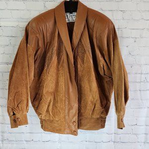 Just Petites Vintage Leather Jacket Brown - Small